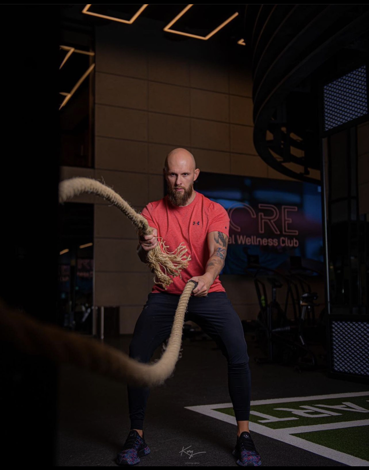 Branko Lalicic training with battle ropes at CORE Wellness Club, Riyadh